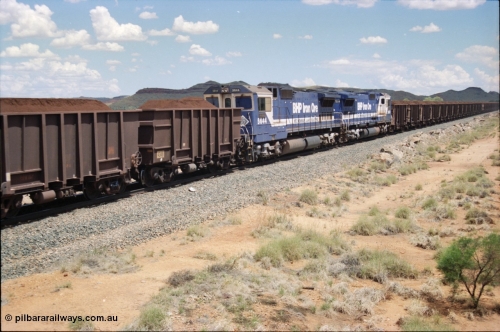 226-09
Redmont, at the 202 km the mid-train remotes Goninan rebuild CM40-8M GE unit 5644 'Kangan' serial 8281-09/92-133 leads sister unit 5639. [url=https://goo.gl/maps/HYx9nXwpXfP2]GeoData[/url].
Keywords: 5644;Goninan;GE;CM40-8M;8281-09/92-133;rebuild;AE-Goodwin;ALCo;M636C;5471;G6047-3;
