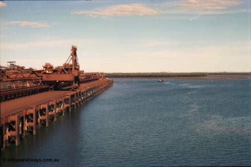 227-06
Nelson Point, view along B berth with Shiploader 1, this loader has since been replaced. In the distance now are berths E and F, Redbank Power Station can be seen in the distance. [url=https://goo.gl/maps/9YFk9Z8c7WG2]GeoData[/url].
