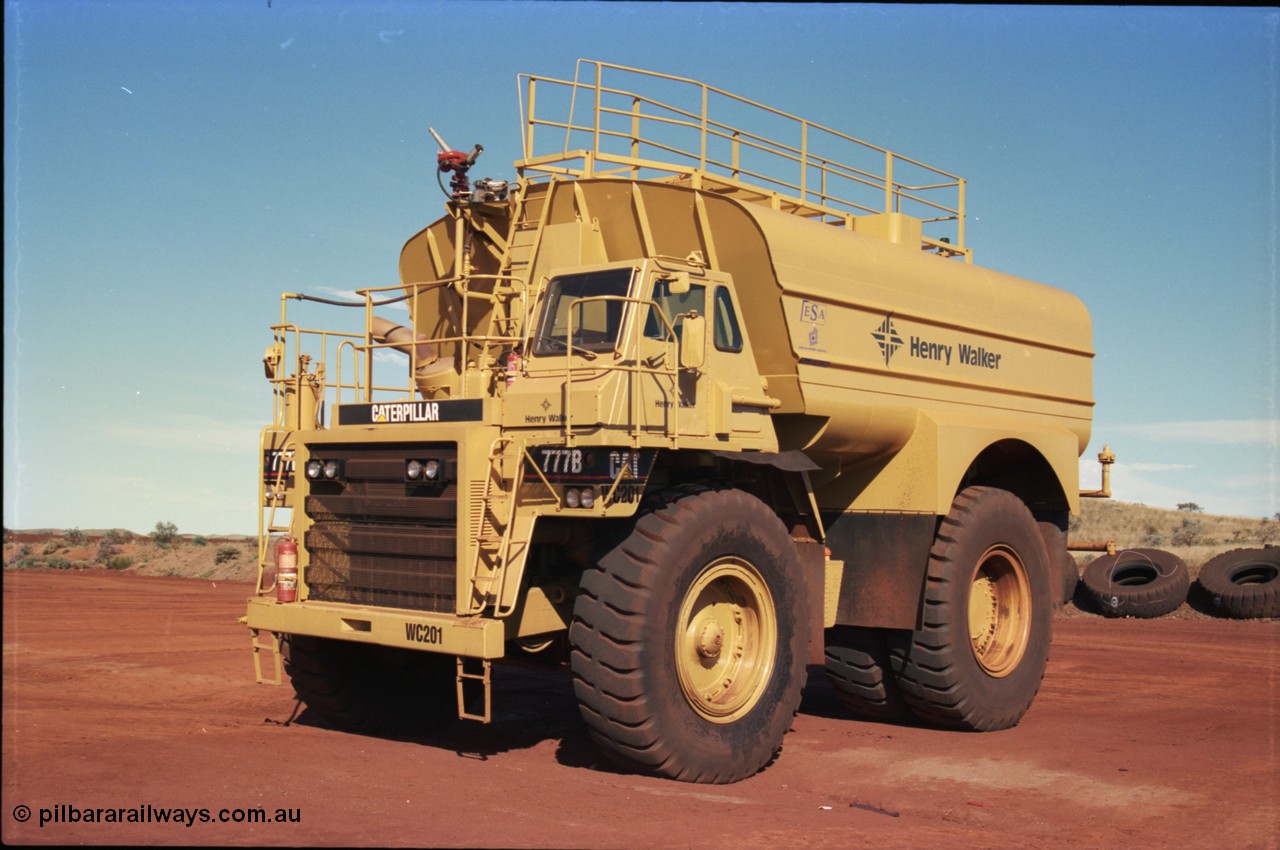 228-09
Yandi Two mobile machine parking bay, a new water cart for Henry Walker, operator of the BHP owned mine, WC201 is based on a Caterpillar 777B truck chassis.
Keywords: WC201;water-cart;Caterpillar;777B;