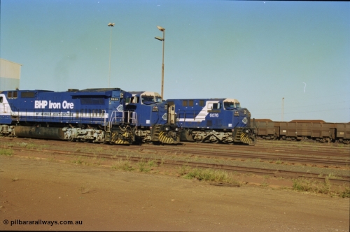 236-23
Nelson Point Loco Overhaul Shop, BHP Iron Ore's Goninan GE rebuilt CM40-8MEFI unit 5669 'Beilun' serial 8412-02 / 95-160 sits out the front awaiting attention, with AC6000 units 6072 and 6077 beside it.
Keywords: 5669;Goninan;GE;CM40-8EFI;8412-02/95-160;rebuild;Comeng-NSW;ALCo;M636C;5486;C6084-2;
