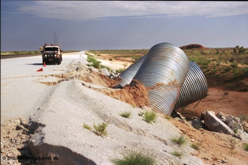 237-03
Water damaged culverts located on the upper reaches of the Edgina Creek, near the Woodstock South location on the BHP Newman line. [url=https://goo.gl/maps/kRVDYtxmRC42] Geo Data [/url].
