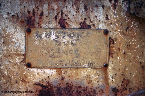 237-15
Just south of Pilga and the old Cooglegong Mine is this rusting hulk of a Ruston Bucyrus shovel, possibly an RB10, serial RB21269. [url=https://goo.gl/maps/PbrNeNDRYVP2] Geodata [/url].
