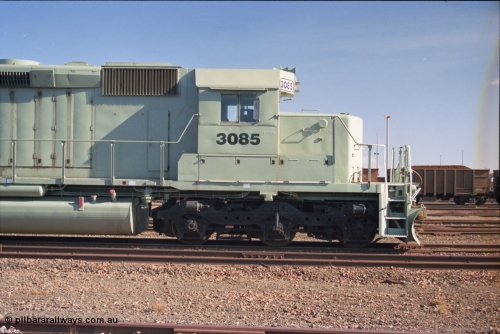 238-21
Nelson Point loco overhaul shop, former Union Pacific loco 3523 an EMD SD40-2 model, serial 786170-25 and now numbered 3085 for BHP Billiton Iron One service had only been in operation for eleven days when this shot was taken on the 27th November 2004. [url=https://goo.gl/maps/rqoN9uK26rQ2] Geodata [/url].
Keywords: 3085;EMD;SD40-2;786170-25;UP3523;