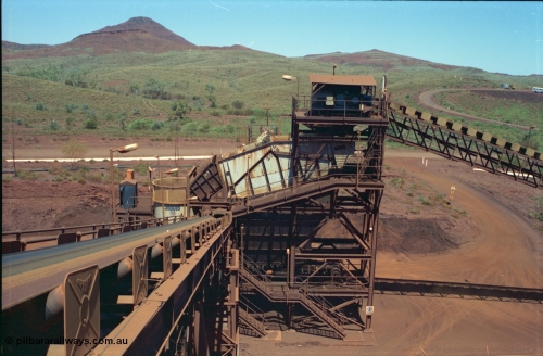 239-14
Overview of the Yandi One Jaques J-Cone secondary crusher and scalping screen as viewed from above the middling crushers, looking down CV6. The conveyor from the right is CV3 from the primary crusher and reclaim tunnel. The bus in the background is parked at the offices and was usually driven by 'Tangles' the sampler. [url=https://goo.gl/maps/2oJ3zTdoX1p]GeoData[/url].

