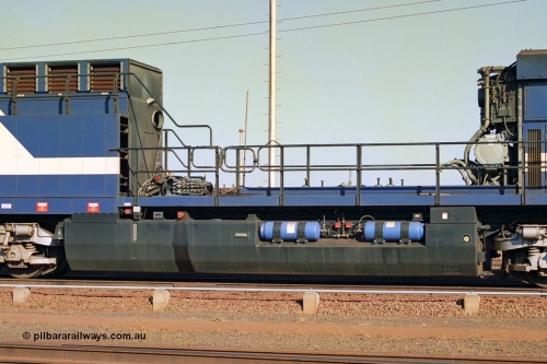 242-17
Nelson Point, Loco Overhaul Shop, General Electric built AC6000 locomotive 6076 'Mt Goldsworthy' serial 51068 with engine and alternator removed. May 2002.
Keywords: 6076;GE;AC6000;51068;