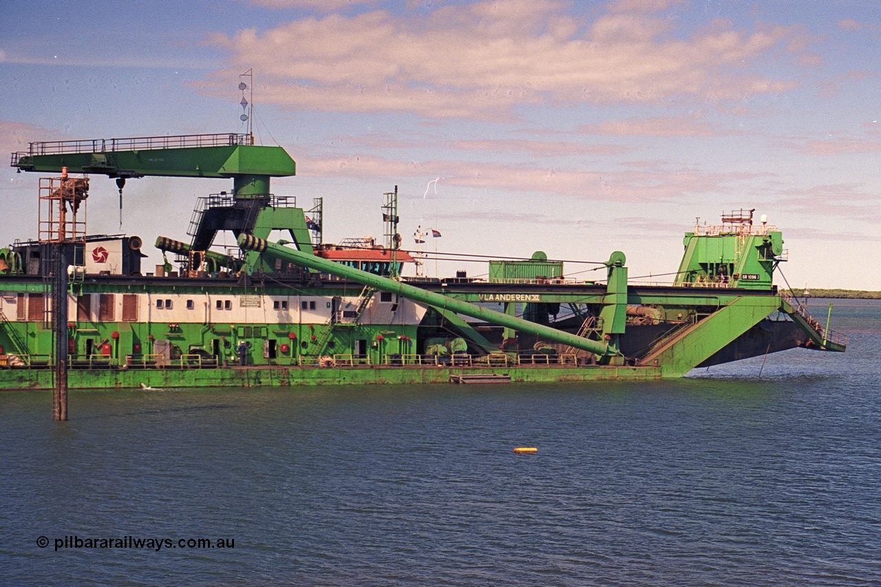 253-09
Port Hedland harbour sees the suction / cutter dredge Vlaanderen XI with IMO #7712080. The Vlaanderen XI was originally built in 1978 by IHC Dredgers with yard number 1108 and originally named New Amsterdam, named the Vlaanderen XI in 1986, renamed again in 2007 to Kaveri and again to Huta 15 in 2014.
