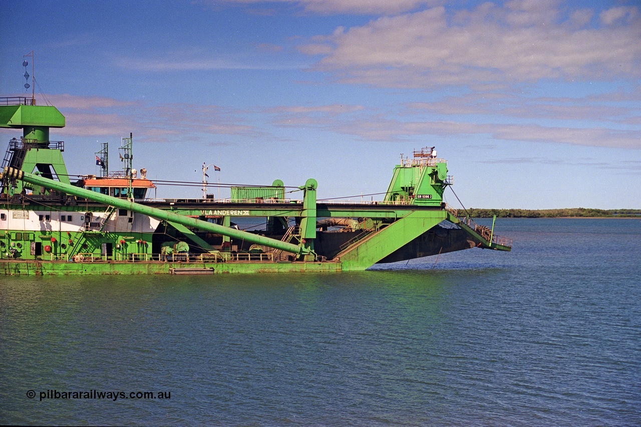 253-14
Port Hedland harbour sees the suction / cutter dredge Vlaanderen XI with IMO #7712080. The Vlaanderen XI was originally built in 1978 by IHC Dredgers with yard number 1108 and originally named New Amsterdam, named the Vlaanderen XI in 1986, renamed again in 2007 to Kaveri and again to Huta 15 in 2014.
