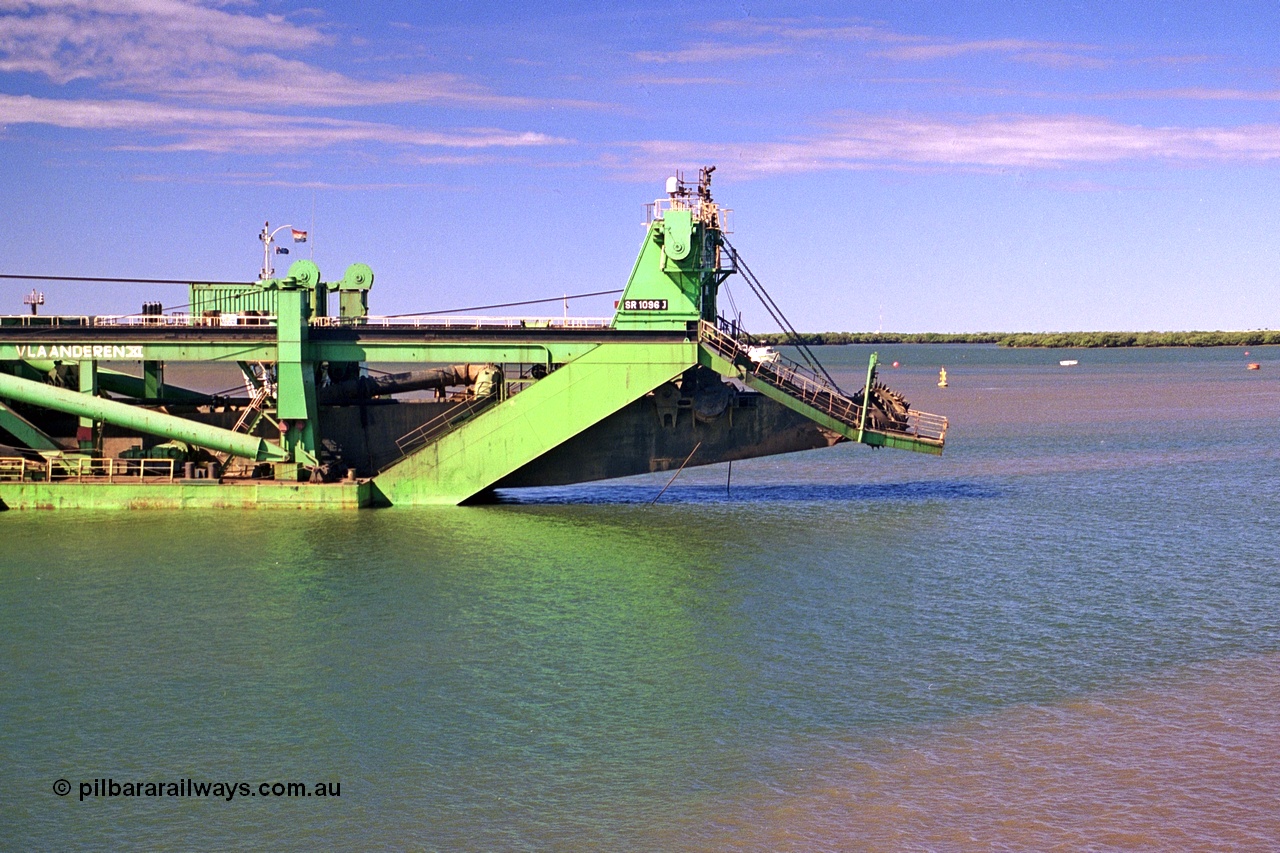 253-17
Port Hedland harbour sees the suction / cutter dredge Vlaanderen XI with IMO #7712080. The Vlaanderen XI was originally built in 1978 by IHC Dredgers with yard number 1108 and originally named New Amsterdam, named the Vlaanderen XI in 1986, renamed again in 2007 to Kaveri and again to Huta 15 in 2014.
