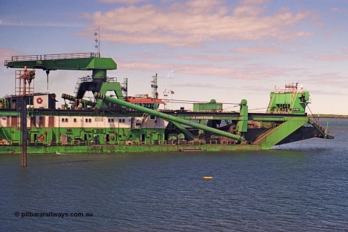 253-09
Port Hedland harbour sees the suction / cutter dredge Vlaanderen XI with IMO #7712080. The Vlaanderen XI was originally built in 1978 by IHC Dredgers with yard number 1108 and originally named New Amsterdam, named the Vlaanderen XI in 1986, renamed again in 2007 to Kaveri and again to Huta 15 in 2014.
