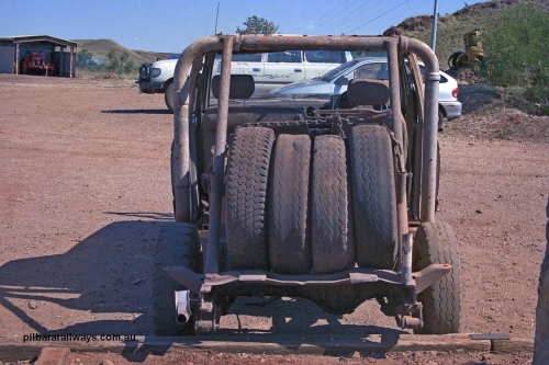 254-03
Wodgina mine site, bull buggy from a cut down 60 series Toyota Landcruiser from Wallareenya Station.
