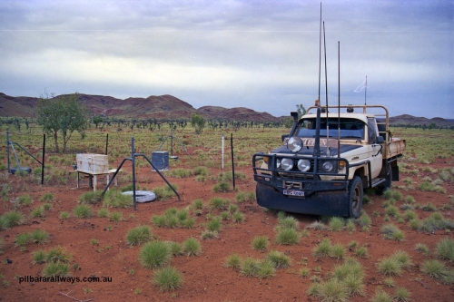 254-30
Nunyerry weather station, located beside an abandoned landing strip. Chrysotile or white asbestos was originally mined in this area by Hanwright in the 1950s. GeoData [url=https://goo.gl/maps/6ng9zbKew1qGjwcs7]location here[/url]. September 2001.
