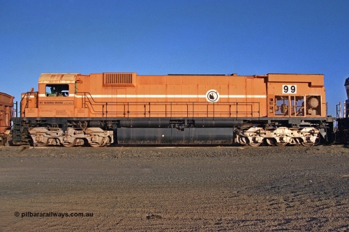 257-20
Flash Butt yard Mount Newman Mining's last in-service ALCo M636 unit 5499 serial C6096-4 built by Comeng NSW awaits its fate. Late 2021.
Keywords: 5499;Comeng-NSW;MLW-ALCo;M636;C6096-4;