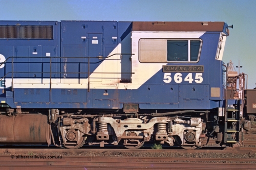 258-36
Nelson Point, Loco Overhaul Shop, Goninan WA rebuild CM40-8M unit 5645 'Sherlock' serial number 8281-11/93-134. Early May 2002.
Keywords: 5645;Goninan;GE;CM40-8M;8281-11/92-134;rebuild;AE-Goodwin;ALCo;M636C;5475;G6047-7;