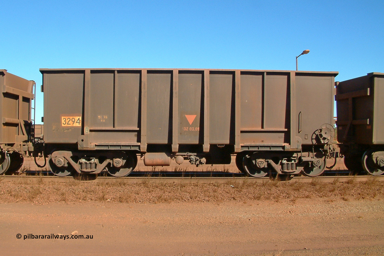 3294 Astra Vagoane 040805 150540
Nelson Point, loaded BHP ore waggon 3294, one of three hundred and fifty waggons built during 1988 by Astra Vagoane of Arad in Romania for Lang Hancock as part of a 'waggons for iron ore arrangement' with the then Romanian government, however only seventy-five found their way into service with BHP. August 5, 2004.
Keywords: 3294;Astra-Vagoane-Arad-Romania;BHP-ore-waggon;