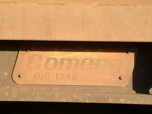 4080 Comeng 040815 165720
Nelson Point Car Dumper 3, original Comeng builders plate on ore waggon 4080, a batch of 86 built in 1980 indicating 4080 was built in August 1980. 15th August 2004.
Keywords: 4080;Comeng-WA;BHP-ore-waggon;