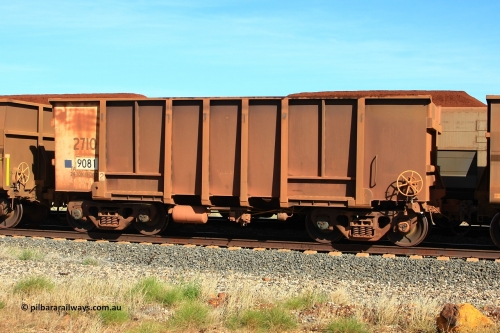 9081 Comeng 110620 2019
Walla Siding, empty BHP ore waggon 9081, renumbered from 2710, originally built in 1971 by Comeng WA as part of a batch of four hundred waggons. The renumbering would be due to a new waggon replacing a potential scrap waggon, which then has been returned to service. June 20, 2011.
Keywords: 9081;Comeng-WA;2710;BHP-ore-waggon;renumber;