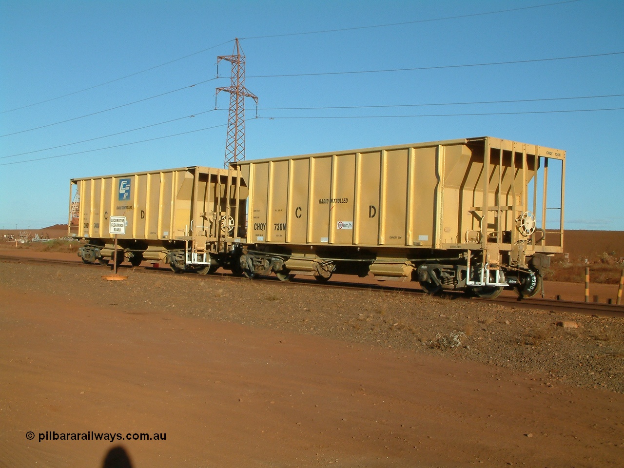 040815 164610
Nelson Point, CFCLA ballast waggon CHQY type 730 and 740 both just placed on rail for BHP Iron Ore as part of the Rail PACE project.
Keywords: CHQY-type;CHQY730;CFCLA;CRDX-type;BHP-ballast-waggon;