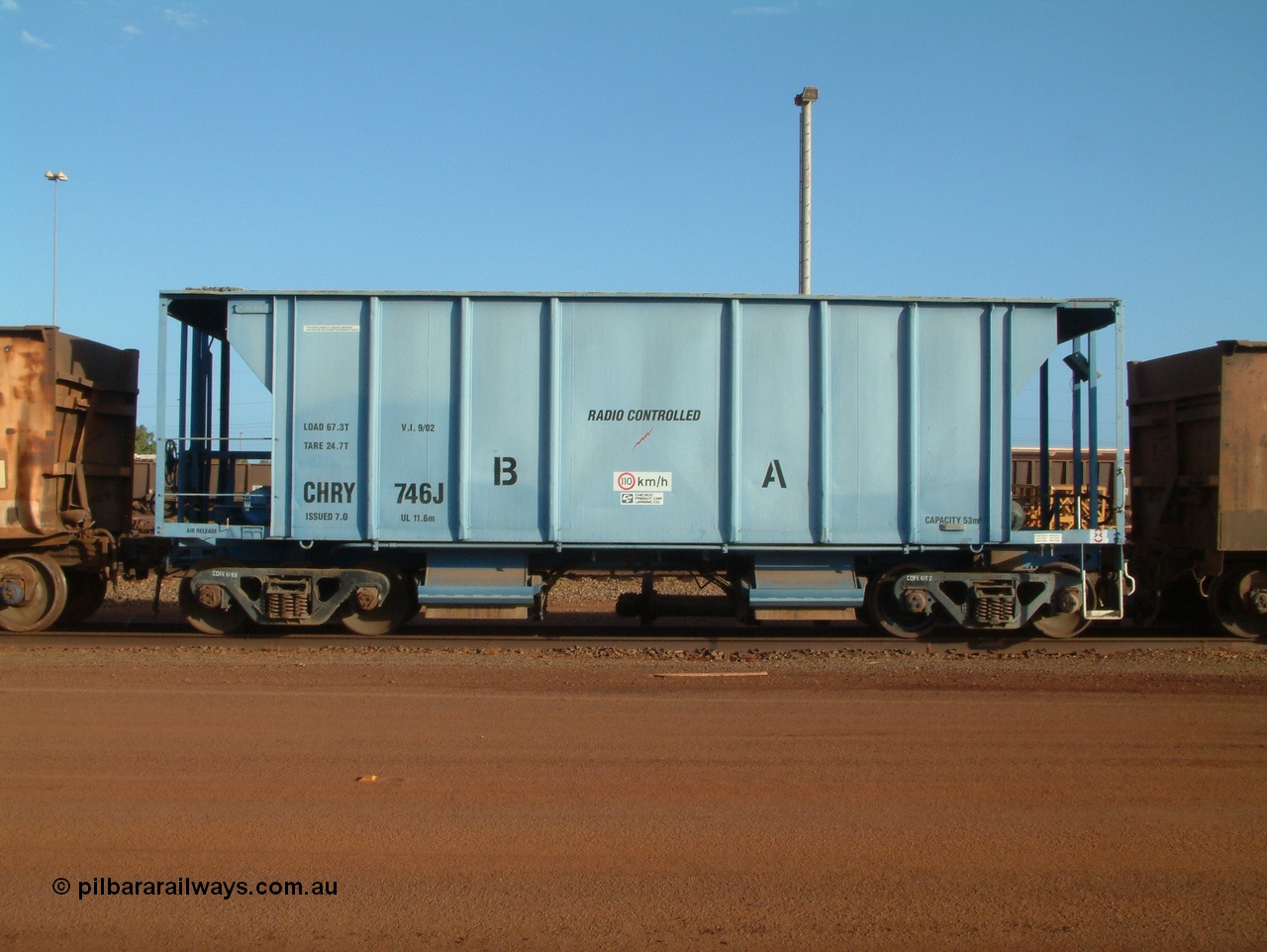 041225 064817
Nelson Point, CFCLA ballast waggon CHRY type CHRY 746, side view from the ore car repair shop roads.
Keywords: CHRY-type;CHRY746;CFCLA;CRDX-type;BHP-ballast-waggon;
