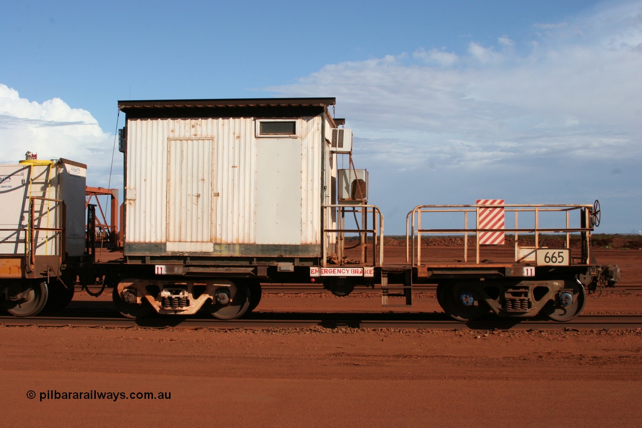 050319 0140
Nelson Point, cut down Magor USA built former Oroville Dam 91 ton ore waggon 665, now used as the crib waggon on the steel train, 3/4 view.
Keywords: Magor-USA;BHP-rail-train;