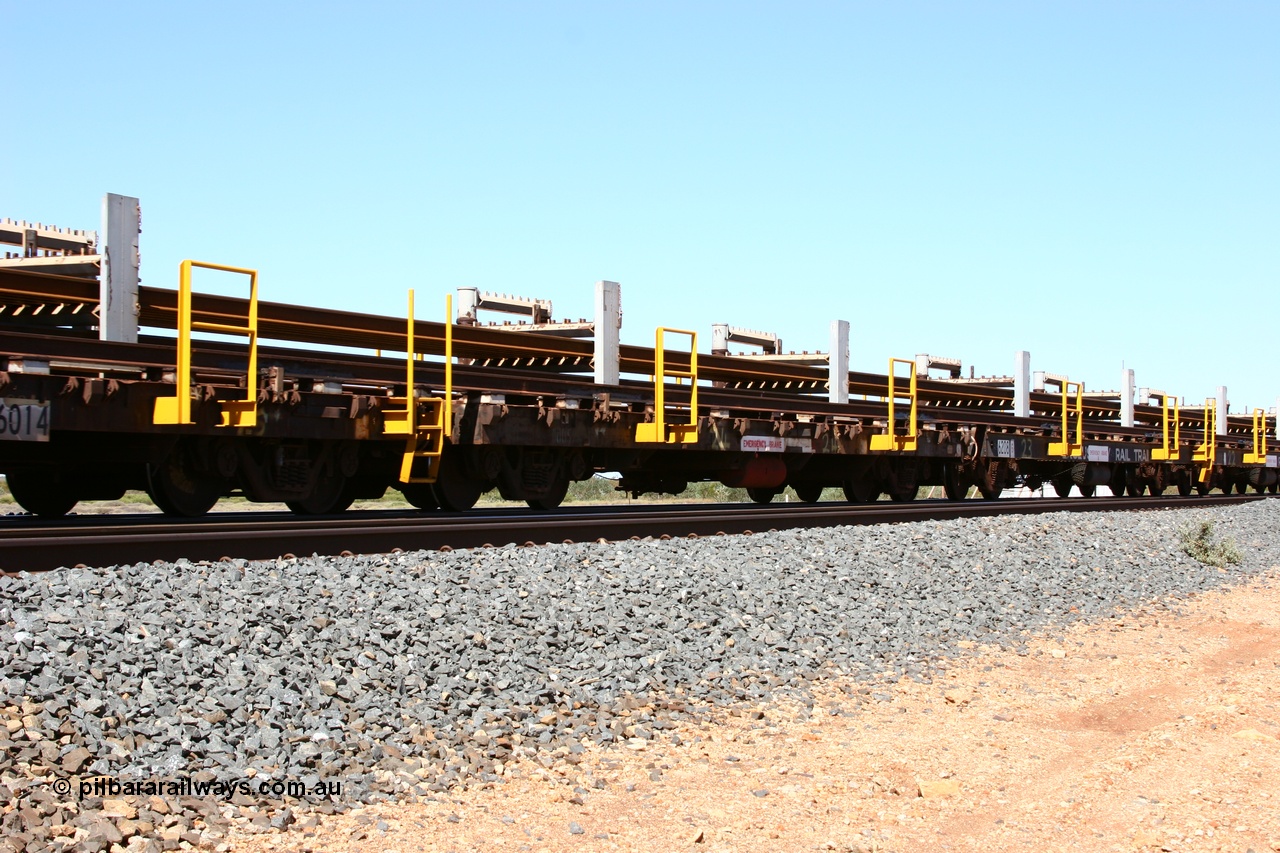 050525 2992
Mooka Siding, rail recovery and transport train flat waggon #24, 6005 with registered number G506005, built by Scotts of Ipswich Qld in September 1970.
Keywords: Scotts-Qld;BHP-rail-train;