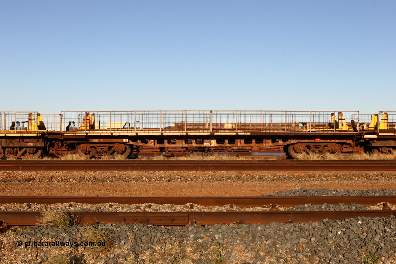 060429 3762
Flash Butt yard, Pony re-laying waggon, #2, originally built for Goldsworthy Mining as one of a batch of six with a 55 tonne rating by Tomlinson Steel in 1966.
Keywords: BHP-pony-waggon;Tomlinson-Steel-WA;GML;