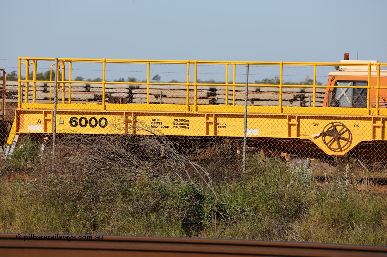 130720 1556
Flash Butt yard, new heavyweight out of gauge flat waggon 6000, unsure of builder, could be Gemco Rail in Perth.
Keywords: BHP-flat-waggon;