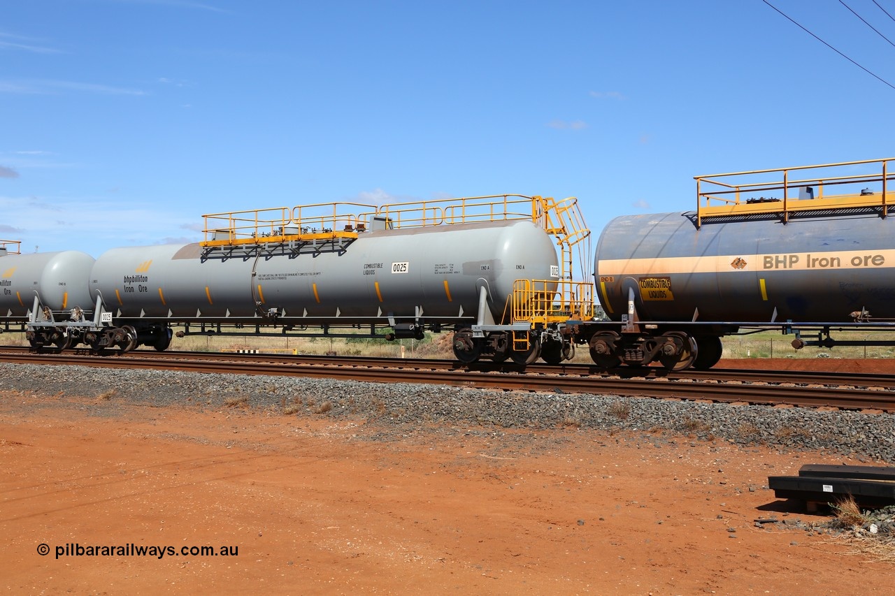 150314 7746
Bing Siding, empty 116 kL CNR-QRRS of China built tank waggon 0025, one of a batch of ten built in 2014.
Keywords: CNR-QRRS-China;BHP-tank-waggon;