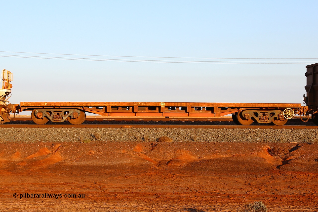 181118 0308r
Redbank, flat waggon 8500, originally built by Tomlinson Steel WA for Goldsworthy Mining as one of six 55 ton flat waggons built in 1966, and later modified by BHP to increase its capacity.
Keywords: 8500;Tomlinson-Steel-WA;GML;BHP-flat-waggon;