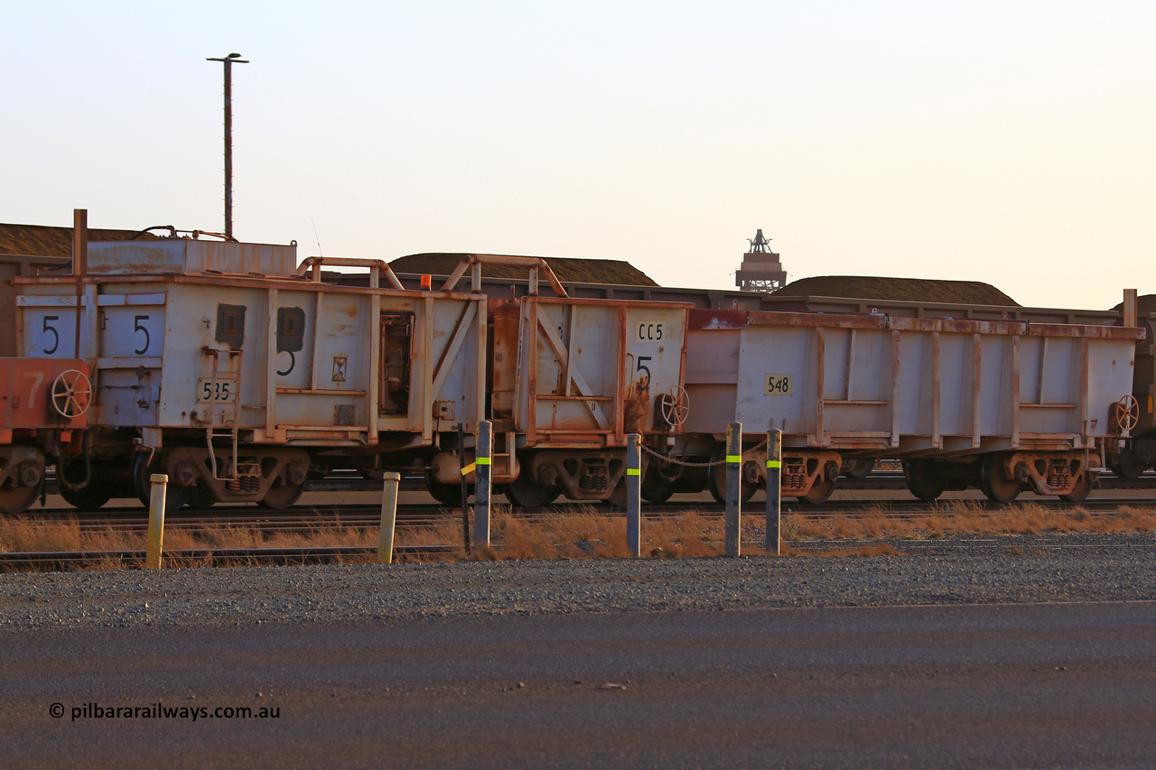 CC5 Mt Newman Mining Workshops 231231 2759
Compressor waggon set No. 5. Modified Magor USA built ore waggons 548 and 585 to form the compressor set.
Keywords: Magor-USA;BHP-compressor-set;