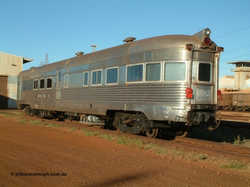 Sundowner EG Budd USA 040616 162136
Nelson Point, the Sundowner coach, originally built by E. G. Budd in 1939 numbered 301 as the Silver Star as a diner-parlour-observation coach on the Chicago, Burlington and Quincy Railroad's General Pershing Zephyr train from the 1930s and 1940s. Donated to Mt Newman Mining Co. by AMAX an original joint venture partner to commemorate the projects first 100 million tonnes of iron ore railed between Mount Whaleback mine and the Port Hedland port.
Keywords: Silver-Star;EG-Budd;Sundowner;General-Pershing-Zephyr;301;
