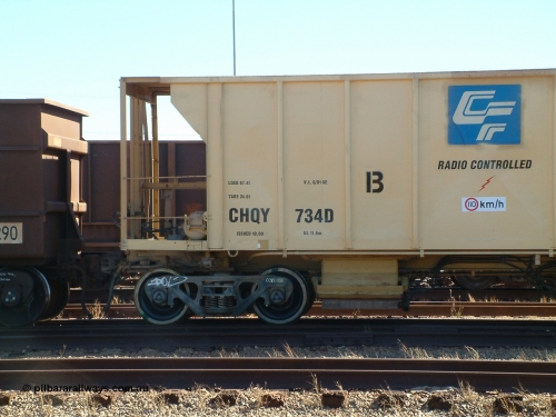 CHQY 734 040805 095643
Nelson Point, CFCLA CHQY type ballast waggon CHQY 734.
Keywords: CHQY-type;CHQY734;CFCLA;CRDX-type;BHP-ballast-waggon;