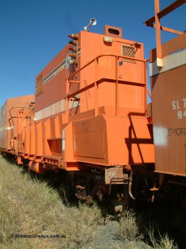 0661 Mt Newman Mining Workshops 040806 102956
Flash Butt yard, heavily modified Magor USA built ex-Oroville Dam ore waggon 661, seen here modified for LocoTrol service and testing.
Keywords: Magor-USA;BHP-Locotrol-waggon;