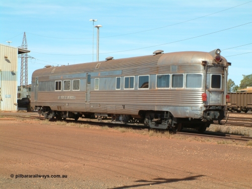 Sundowner EG Budd USA 040912 142134
Nelson Point, Silver Star observation coach, 'Sundowner', 3/4 view from rear end. Originally built by E. G. Budd in 1939 numbered 301 as the Silver Star as a diner-parlour-observation coach on the Chicago, Burlington and Quincy Railroad's General Pershing Zephyr train from the 1930s and 1940s. Donated to Mt Newman Mining Co. by AMAX an original joint venture partner to commemorate the projects first 100 million tonnes of iron ore railed between Mount Whaleback mine and the Port Hedland port.
Keywords: Silver-Star;EG-Budd;Sundowner;General-Pershing-Zephyr;301;