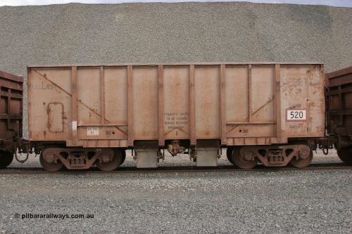 0520 Magor USA 050412 0756
Quarry 8, Shaw Siding area. Side view of 1963 built Magor USA ballast waggon 520.
Keywords: Magor-USA;BHP-ballast-waggon;
