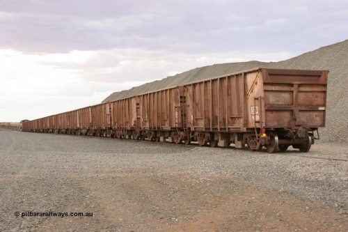 0529 Magor USA 050412 0778
Quarry 8 loading area, view from rear of train with Magor USA built ballast rake.
Keywords: Magor-USA;BHP-ballast-waggon;