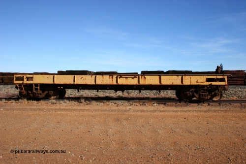 0206 USA 050518 2118
Flash Butt yard, heavily stripped down riveted waggon 206, possible original ballast waggon, number 206 was originally a waggon in the 'Camp Train' and appears to have USA origin, side view.
Keywords: BHP-flat-waggon;