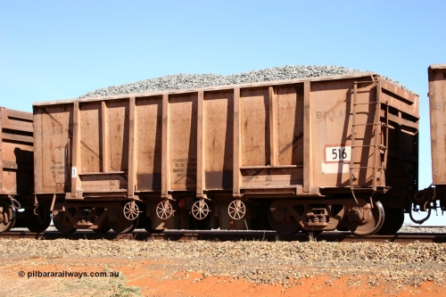 0516 Magor USA 050518 2192
Bing Siding. 3/4 view of 1963 built Magor USA waggon 516, one of twenty waggons originally used on the Oroville Dam construction before coming to the Pilbara in January 1968 as ballast waggons.
Keywords: Magor-USA;BHP-ballast-waggon;