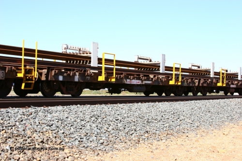 6012 Scotts of Ipswich Qld 050525 2986
Mooka Siding, rail recovery and transport train flat waggon #18, 6012, built by Scotts of Ipswich Qld in September 1970.
Keywords: Scotts-Qld;BHP-rail-train;