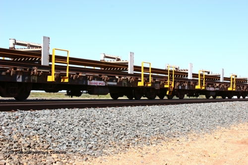 6013 Scotts of Ipswich Qld 050525 2987
Mooka Siding, rail recovery and transport train flat waggon #19, 6013, built by Scotts of Ipswich Qld in 1970.
Keywords: Scotts-Qld;BHP-rail-train;