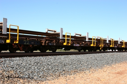 6010 Scotts of Ipswich Qld 050525 2989
Mooka Siding, rail recovery and transport train flat waggon #21, 6007 with registered number G506007, built by Scotts of Ipswich Qld in 1970.
Keywords: Scotts-Qld;BHP-rail-train;