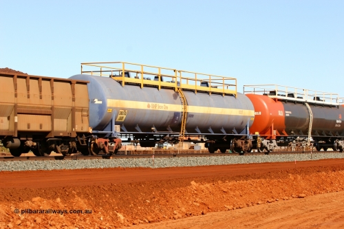 0017 Comeng WA 050724 4306
Bing Siding, empty 116 kL Comeng WA built tank waggon 0017 from 1974-5, one of six such tank waggons.
Keywords: Comeng-WA;BHP-tank-waggon;
