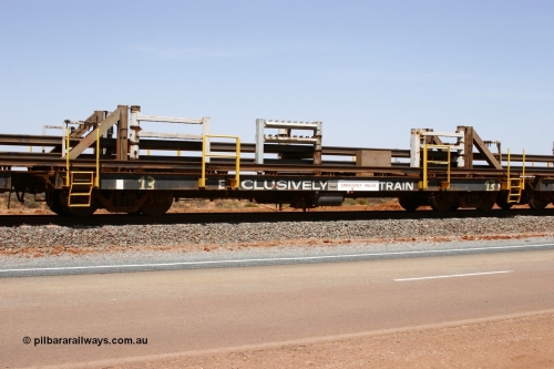 6208 Comeng WA 051001 5687
Boodarie, the Steel Train or rail recovery and transport train, flat waggon #13, 6202, a Comeng WA built flat waggon from January 1977 under order no. 07-M-282 RY.
Keywords: Comeng-WA;BHP-rail-train;