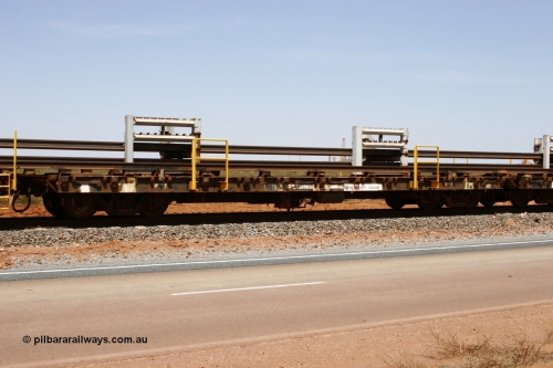 6012 Scotts of Ipswich Qld 051001 5698
Boodarie, the Steel Train or rail recovery and transport train, flat waggon #18, 6012, a Scotts of Ipswich Qld built flat waggon from September 1970.
Keywords: Scotts-Qld;BHP-rail-train;