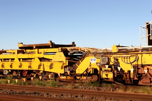 060429 3724
Flash Butt yard, view of Harsco 'Pony' track resleeping and relaying machine. Originally owned by Barclay Mowlem.
Keywords: Harsco;Pony-Track-Relayer;