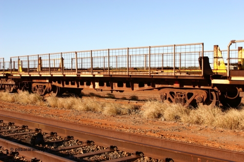 060429 3728
Flash Butt yard, Pony re-laying waggon, #2, originally built for Goldsworthy Mining as one of a batch of six with a 55 tonne rating by Tomlinson Steel in 1966.
Keywords: BHP-pony-waggon;Tomlinson-Steel-WA;GML;