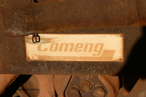 6017 Comeng WA 060429 3731
Flash Butt yard, Pony waggon 6017, built by Comeng WA in 1971 in a batch of three numbered 6014-6017, with asset number 6506-017, view of builders plate.
Keywords: BHP-pony-waggon;Comeng-WA;