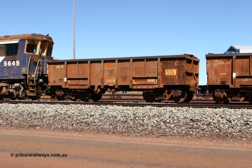 0576 BHP OCRS 060713 6546
Boodarie Yard, modified original Magor USA built Oroville waggon 576, cut down and covered and in use as indexing waggons on the front of each rake for Finucane Island car dumpers, note the original ODCX marking visible.
Keywords: Magor-USA;Oroville;BHP-index-waggon;