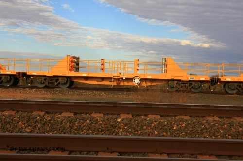 6042 Gemco WA 100717 0658
Flash Butt yard, new rail stock carrier waggon 6042, built by Gemco Rail in late 2009-10 with Barber bogies.
Keywords: Gemco-Rail-WA;BHP-rail-train;