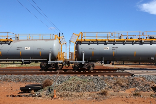 0026 CNR - QRRS China 150314 7749
Bing Siding, empty 116 kL CNR-QRRS of China built tank waggons 0026 and 0027, both A ends, both from a batch of ten built in 2014.
Keywords: CNR-QRRS-China;BHP-tank-waggon;