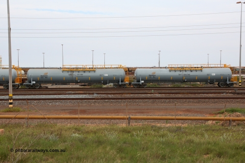 0037 CNR - QRRS China 150523 8222
Nelson Point, empty 116 kL CNR-QRRS of China built tank waggons 0037 and 0033, both from a second batch delivered in 2015 with safety slogan 'Safety is a core value' and 'Don't drive tired'.
Keywords: CNR-QRRS-China;BHP-tank-waggon;